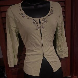 Embellished Green Cardigan
